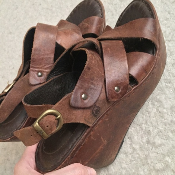🌻 BORN Brown Leather Wedges - Picture 5 of 6